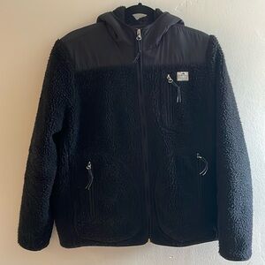 Penfield Sherpa Jacket With Hood, Black, Size XL